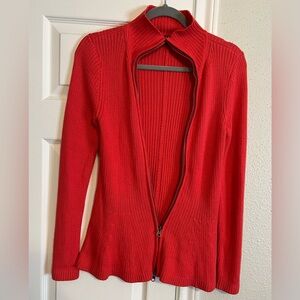Alex Marie Knit Red Cardigan Zip Front Size S